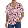thumbnail image 1 of KLL Cute Fox Pink Tree Print Men's Shirt Short Sleeve Button Down Summer Cuba Beach Shirts- 4X-Large, 1 of 5