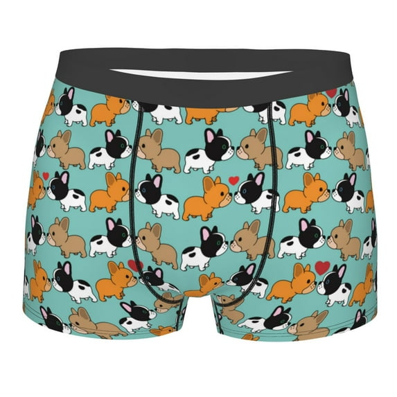 KLL Cute French Bulldog Men's Cotton Boxer Briefs Underwear-Small