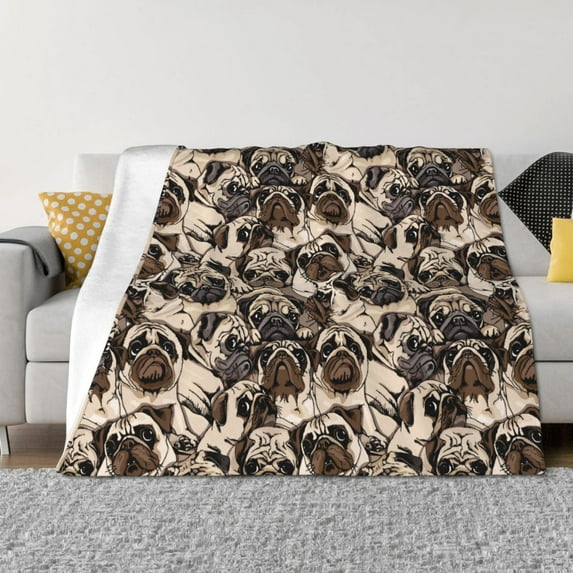 KLL Cute French Bulldog Print Fleece Throw Blanket, Horizontal Fleece Bedding Cute Soft Blankets Comfy Fleece Flannel Plush Home Decor for Couch & Bed -40"x30"