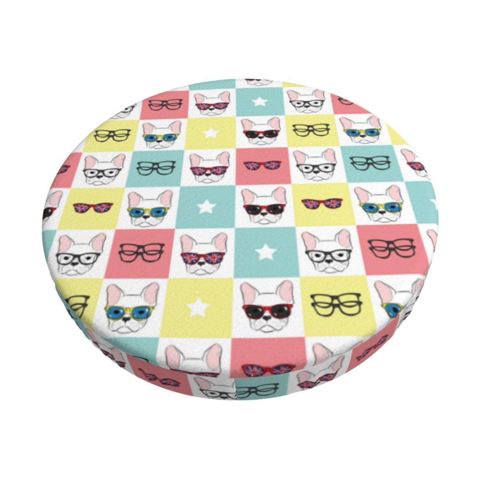 KLL Cute French Bulldog Round Bar Chair Cushion Cover 13 inch ,Bar ...