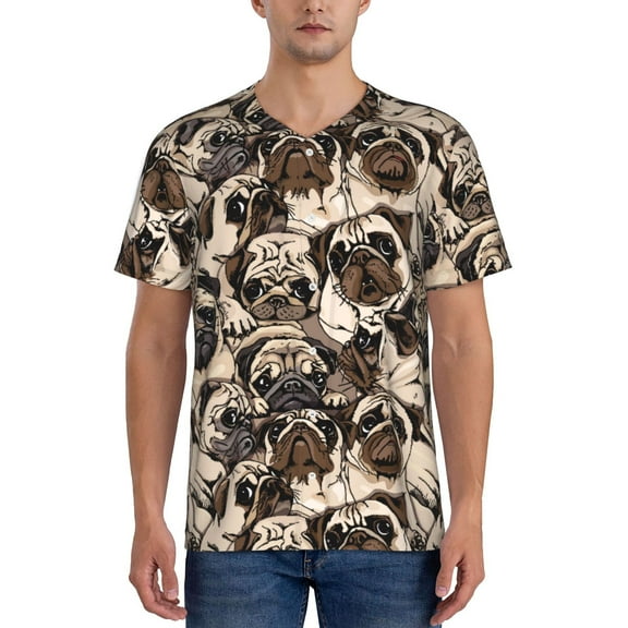 KLL Cute French Bulldog for Men's Baseball Shirts,Short Sleeve Casual Shirts Button Down Shirt for Men Beach Summer Wedding Shirt-3X-Large