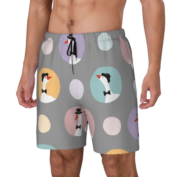 KLL Cute Geese for Mens Swim Trunks Quick Dry Swim Shorts with Built-in Compression Liner Funny Swimwear Bathing Suits-Medium
