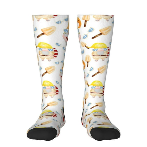 KLL Cute Gnome Summer Print Cool Socks Men's Women's Crew Socks Funny Crazy Novelty Stockings
