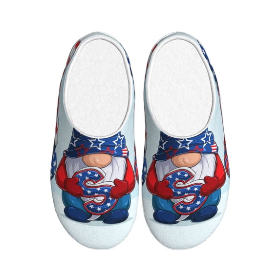 KLL Cute Gnomes in USA1 Pattern Adult Unisex Cozy Slippers,Fuzzy Slip-on Slippers TPR Sole Slippers Comfort Plush Home Footwear for Indoor & Outdoor-46/47