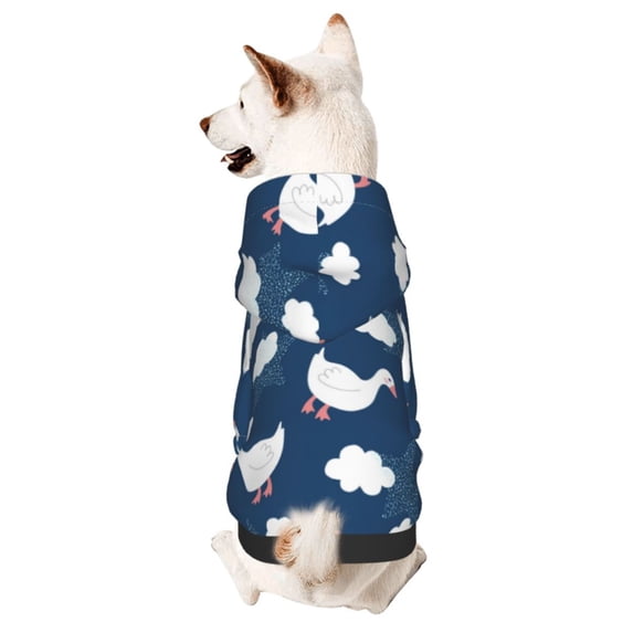 KLL Cute Goose On Blue Sky for Basic Dog Hoodie - Pet Hoodie Sweater with Leash Hole - Cute Dog Sweatshirt - Pet Clothes Hooded Sweatshirt for Dog & Cat -Medium