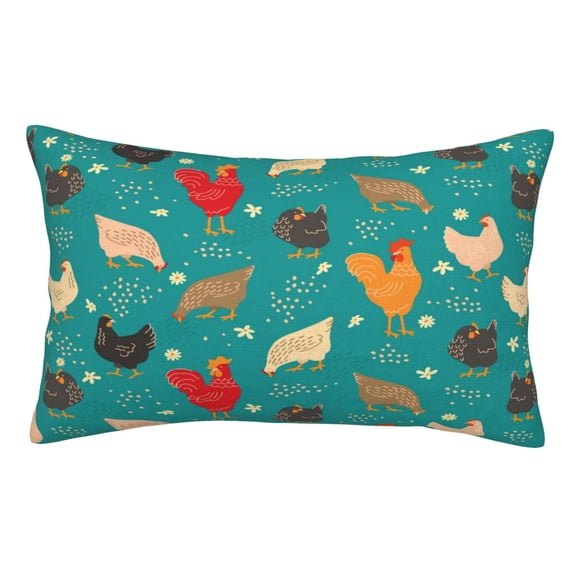 KLL Cute Hens And Rooster Pillow Covers Envelope Closure,Super Soft and Cozy Fuzzy Fleece Pillow Case Cover 16"x24"