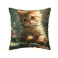 thumbnail image 1 of KLL Cute Kitten Water Lilies Decorative Throw Pillow Covers Velvet Soft for Couch Sofa Bedroom Living Room Outdoor (No pillow core)- 18"x18", 1 of 5