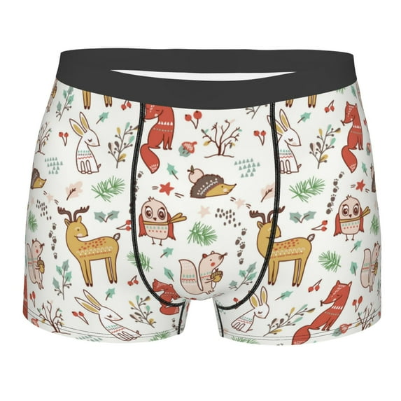 KLL Cute Little Animals Men's Cotton Boxer Briefs Underwear-X-Large