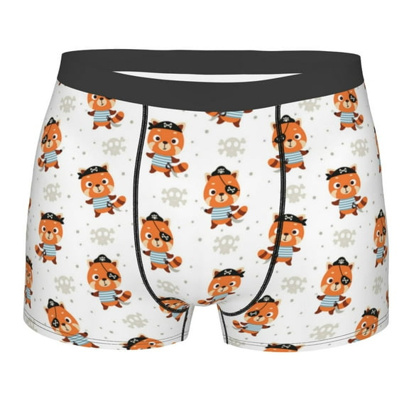 KLL Cute Little Pirate Red Panda Men's Cotton Boxer Briefs Underwear-X-Large