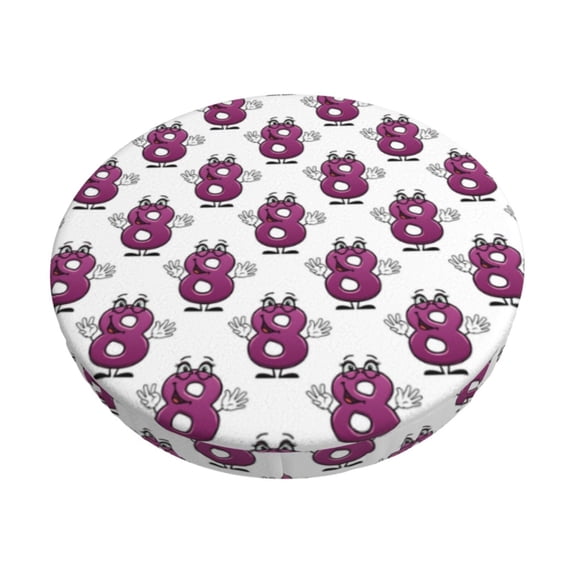 KLL Cute Number 8 Round Bar Chair Cushion Cover 14 inch ,Bar Stool Protector with Elastic, Soft Washable
