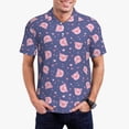 thumbnail image 1 of KLL Cute Pig Print Men's Short Sleeve Golf Polo,Three-Button Polo Shirts Summer Fashion Golf Shirt-X-Large, 1 of 6
