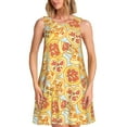 thumbnail image 1 of KLL Cute Pizza In Various Pattern Womens Summer Dresses 2025,Loose Round Neck Sleeveless Sundresses Tank Dresses with Pockets, 1 of 7