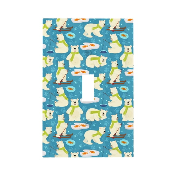 KLL Cute Polar Bear Fishing Pattern Electrical Outlet Covers, 3" x 5" 1 Pack Electric Receptacle Plug Covers for Decorator Receptacle Outlet & Switch-Style T