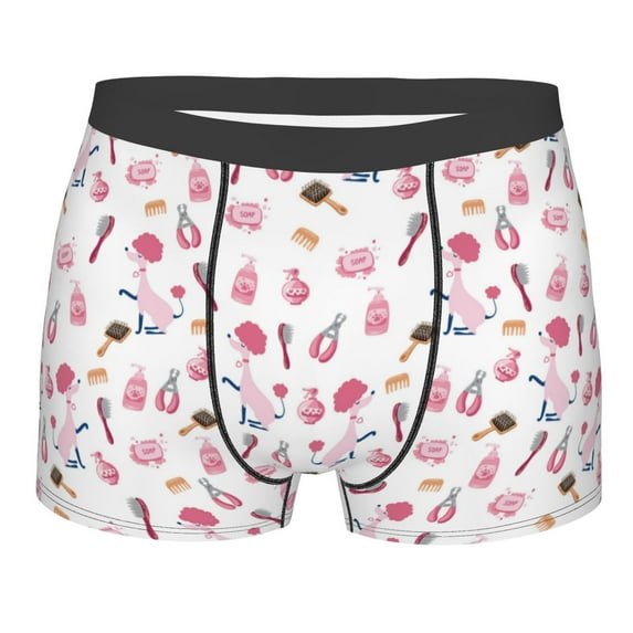 KLL Cute Poodle Dog Men's Cotton Boxer Briefs Underwear-Large