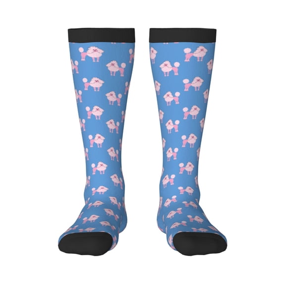 KLL Cute Poodle Dog Print Cool Socks Men's Women's Crew Socks Funny Crazy Novelty Stockings