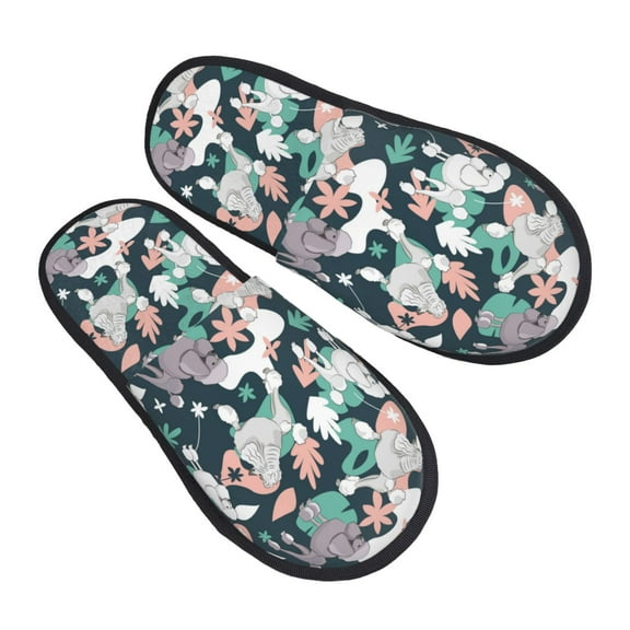 KLL Cute Poodle Dog Slippers for Women Men House Slip on Indoor Outdoor Bedroom Furry Fleece Lined Ladies Comfy Anti-Skid Rubber Hard Sole-Medium