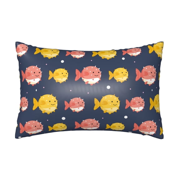 KLL Cute Puffer Fish Pattern Silk Pillowcase for Hair and Skin Standard Size 20"X 30" Soft Breathable Pillow Covers for Sleeping