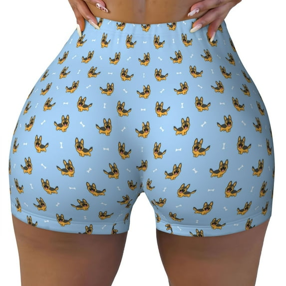 KLL Cute Puppy Pattern Workout Shorts for Women Scrunch Short Gym Yoga Running Sport Active Exercise Fitness Shorts