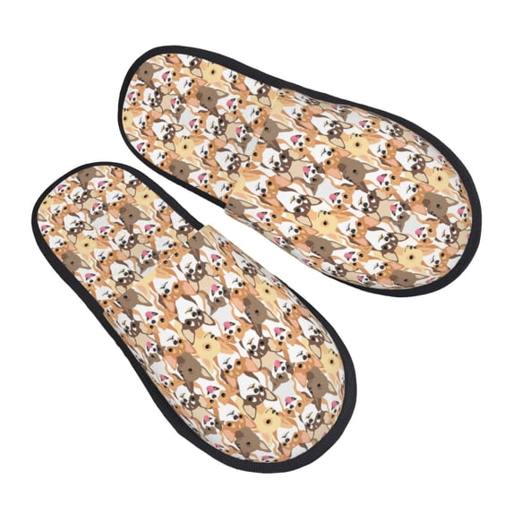 KLL Cute Puppy Slippers for Women Men House Slip on Indoor Outdoor Bedroom Furry Fleece Lined Ladies Comfy Anti-Skid Rubber Hard Sole-Medium