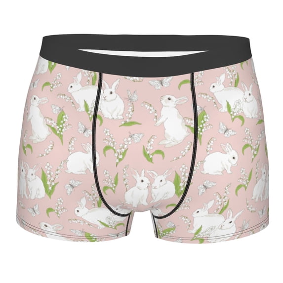 KLL Cute Rabbit Men's Cotton Boxer Briefs Underwear-X-Large