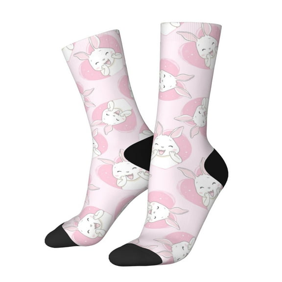 KLL Cute Rabbit Print Cool Socks Men's Women's Crew Socks Funny Crazy Novelty Stockings