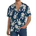 thumbnail image 1 of KLL Cute Rabbit Print Men's Shirt Short Sleeve Button Down Summer Cuba Beach Shirts- Large, 1 of 5