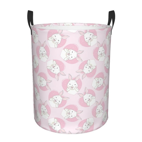 KLL Cute Rabbit Waterproof Foldable Laundry Hamper Bucket with Handles for Storage Bin,Kids Room,Home Organizer (Medium )