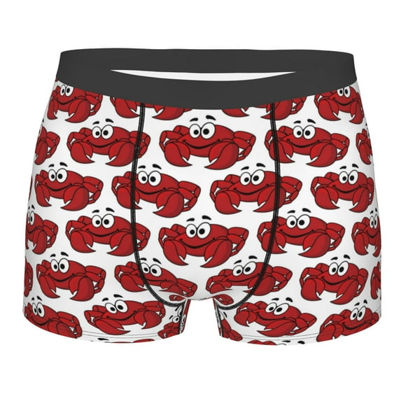 KLL Cute Red Crab Men's Cotton Boxer Briefs Underwear-Large
