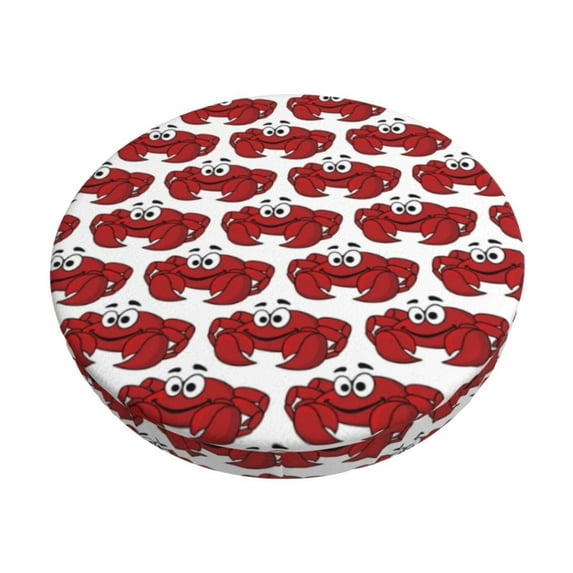 KLL Cute Red Crab Round Bar Chair Cushion Cover 14 inch ,Bar Stool Protector with Elastic, Soft Washable