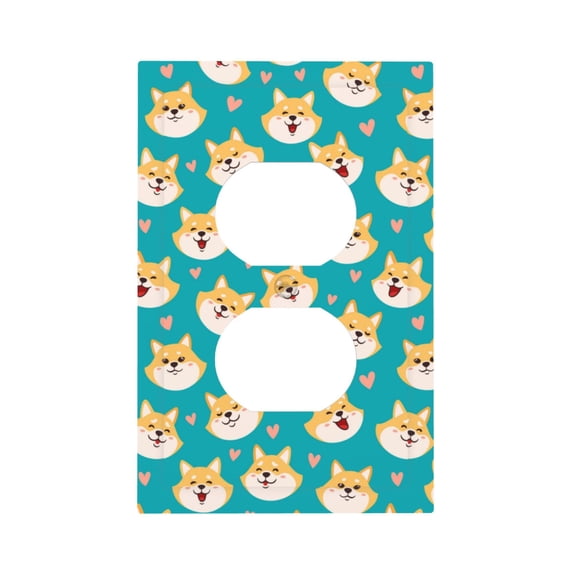 KLL Cute Shiba1 Pattern Electrical Outlet Covers, 3" x 5" 1 Pack Electric Receptacle Plug Covers for Decorator Receptacle Outlet & Switch-Style S