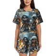 thumbnail image 1 of KLL Cute Skeletons Figurines Print Pajama Set for Women Short Sleeve Sleepwear Pjs Soft 2 Piece Lounge Sleepwear Sets-4X-Large, 1 of 6