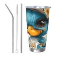 thumbnail image 1 of KLL Cute Sunflower Blue Duck Print 40oz Stainless Steel Insulated Car Cup with Spillproof Lid - Keep Your Drink Hot or Cold on the Go-Straw Three-piece Set, 1 of 8
