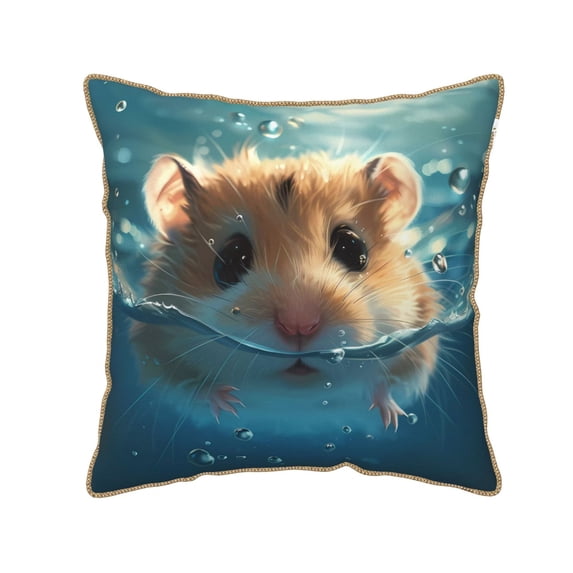 KLL Cute Swimming Guinea Pig Decorative Throw Pillow Covers Velvet Soft for Couch Sofa Bedroom Living Room Outdoor (No pillow core)- 18"x18"