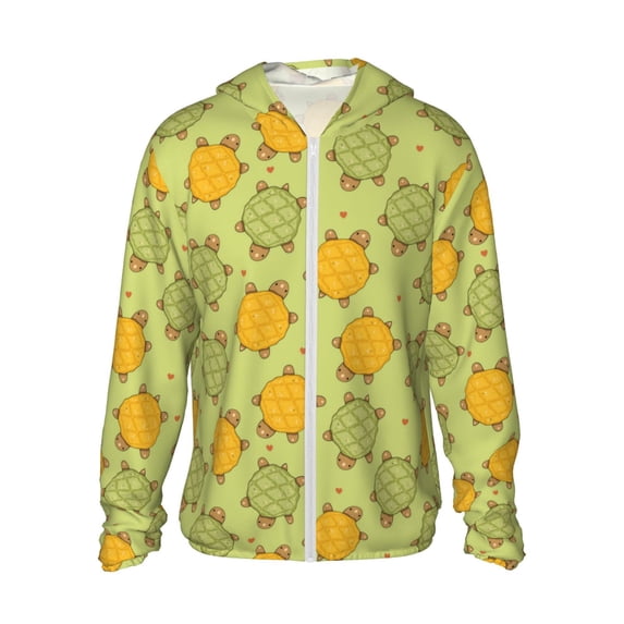 KLL Cute Turtle Print Men's Women’s UPF 50+ Sun Protection Outdoor Hoodie Jacket Long Sleeve Fishing Hiking Performance Shirt-X-Large