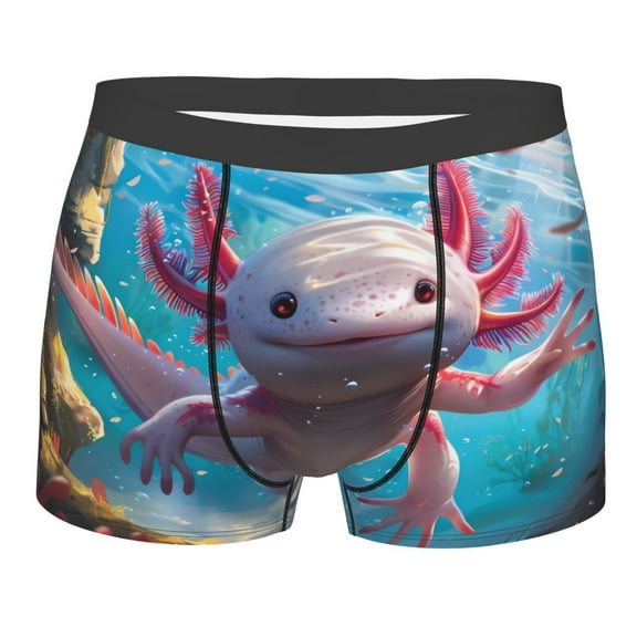 KLL Cute Underwater Axolotl Men's Cotton Boxer Briefs Underwear-Medium