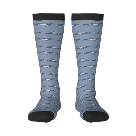 KLL Cute Whale Print Cool Socks Men's Women's Crew Socks Funny Crazy Novelty Stockings