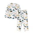 thumbnail image 1 of KLL Cute Whale Print Women's Long Sleeve Pajamas with Pants Sleepwear Loungewear 2 Set-Small, 1 of 7