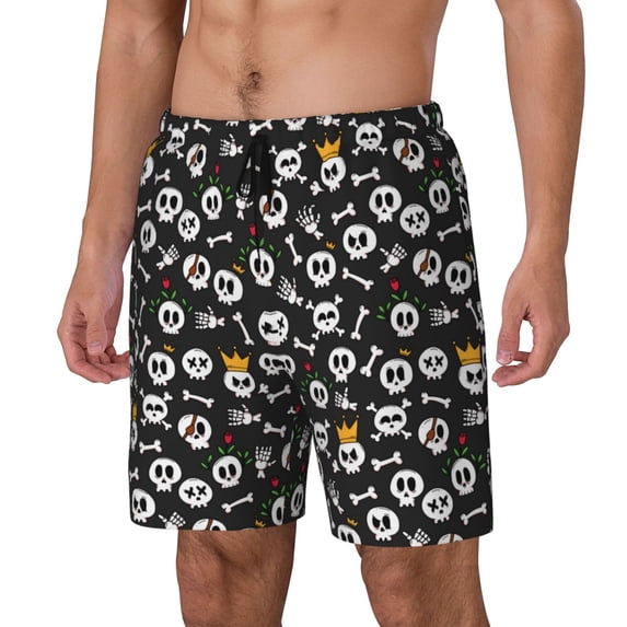 KLL Cute skull for Mens Swim Trunks Quick Dry Swim Shorts with Built-in Compression Liner Funny Swimwear Bathing Suits-XX-Large