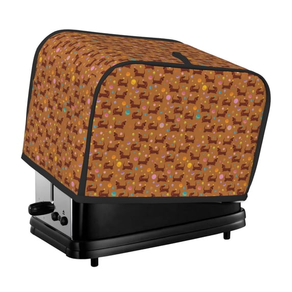 KLL Dachshund And Ball Print 2 Slice Toaster Dust Covers Kitchen Small Appliance Cover with 2 Pockets,Can hold Jam Spreader Knife & Toaster Tongs (11.4 x 7.9 x 7.5)