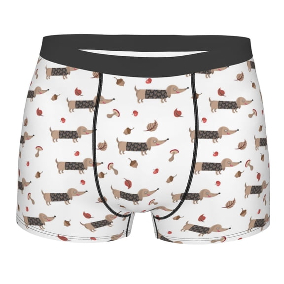 KLL Dachshund Dog Men's Cotton Boxer Briefs Underwear-Large