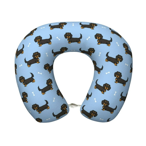 KLL Dachshund Dog Pattern Memory Foam Cervical Neck Pillow Versatile U-Shaped Pillows for Home/Office/Camping/Travelling/Soft Washable Cover