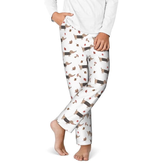 KLL Dachshund Dog Print Boys Girls Pajama Pants,Sleep Pants Soft Elastic Waist Teens Pajama Bottoms Lounge Pants 5-16 Years-Medium