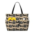 thumbnail image 1 of KLL Dachshund Dog Woof Print Large Beach Tote Bag Women Waterproof Sandproof Zipper Beach Tote Bag for Pool Gym Grocery Travel with Wet Pocket, 1 of 7