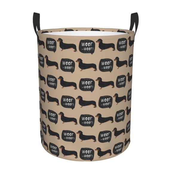 KLL Dachshund Dog Woof Waterproof Foldable Laundry Hamper Bucket with Handles for Storage Bin,Kids Room,Home Organizer (Medium )