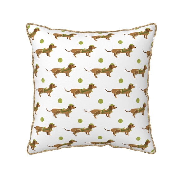 KLL Dachshund Going To Play Tennis Decorative Throw Pillow Covers Velvet Soft for Couch Sofa Bedroom Living Room Outdoor (No pillow core)- 20"x20"