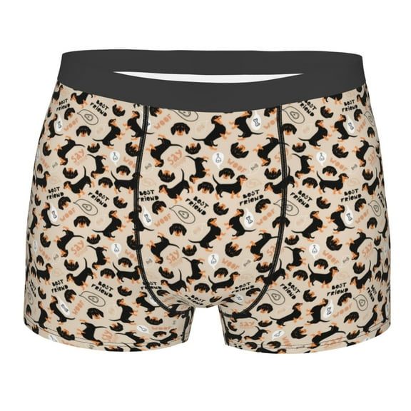 KLL Dachshund Men's Cotton Boxer Briefs Underwear-Small