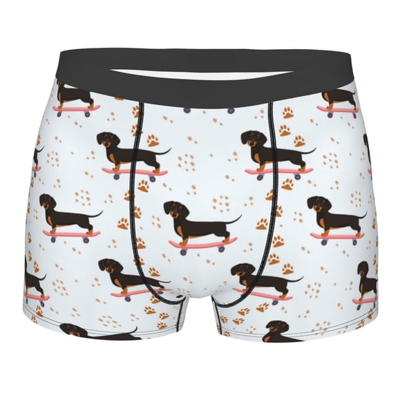 KLL Dachshund On A Skateboard Men's Cotton Boxer Briefs Underwear-Large
