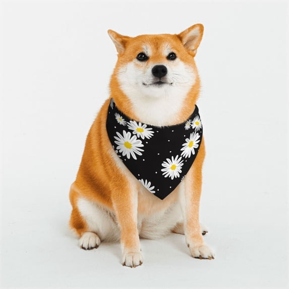 KLL Daisies Flowers Dog Bandanas,Triangle Reversible Pet Scarf for Small Medium Large and Extra Large Dogs-Large