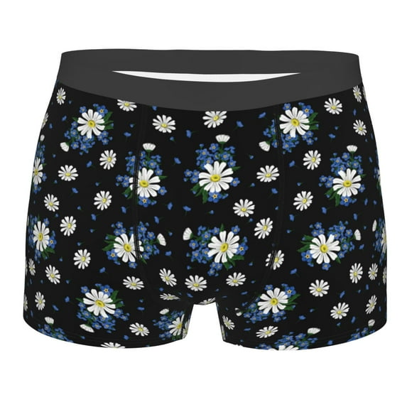 KLL Daisies Flowers Men's Cotton Boxer Briefs Underwear-Small
