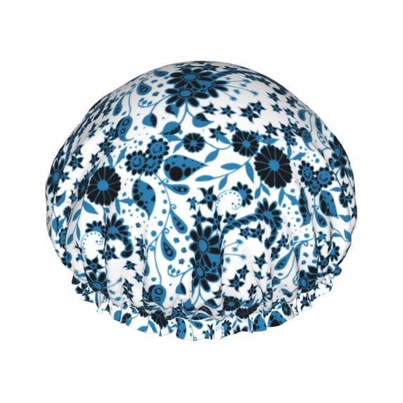 KLL Daisies Flowers Pattern Shower Cap & Bath Cap for Women,Reversible Oversized Waterproof Shower Caps for all Hair Lengths,Elastic Reusable Bathing Hair Cap